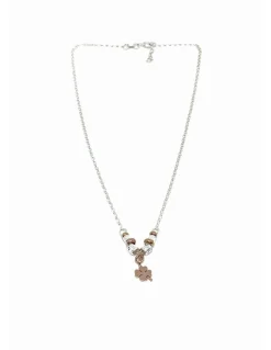 Collana con Pepite e Soggetto Pendente COLORE ARGENTO Rosè SOGGETTO quadrifoglio
