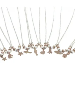 Collana con Pepite e Soggetto Pendente COLORE ARGENTO Rosè SOGGETTO quadrifoglio
