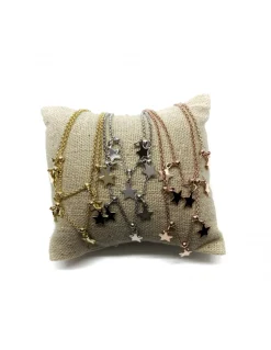 Collana Corta a due Fili con 8 Stelle Pendenti COLORE ARGENTO Bianco