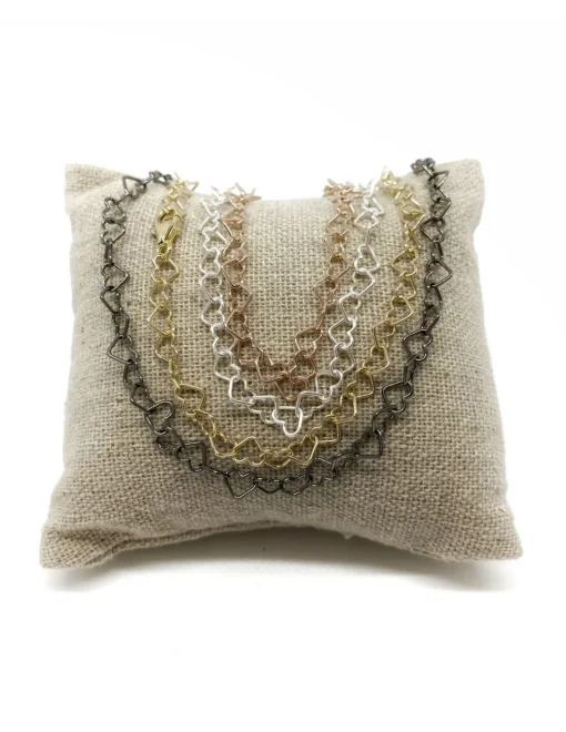Collana Corta con Catenina a Forma di Cuore COLORE ARGENTO Bianco
