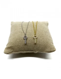 Collana Corta con Chiave in Pavè di Zirconi COLORE ARGENTO Bianco