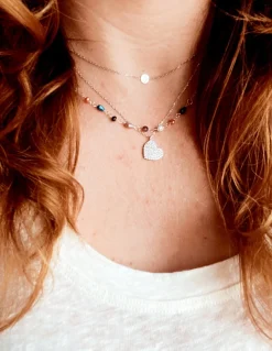 Collana Corta con Cristalli e Palline in Pavè di Zirconi COLORE ARGENTO Bianco