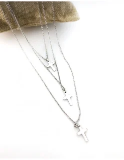 Collana Corta con Croce Pendente COLORE ARGENTO Bianco LUNGHEZZA COLLANA 40 cm