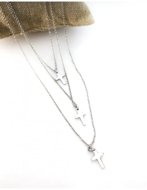 Collana Corta con Croce Pendente COLORE ARGENTO Bianco LUNGHEZZA COLLANA 40 cm