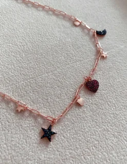 Collana Corta con Stella Luna e Cuore