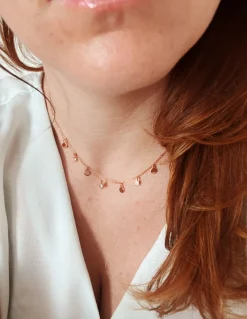 Collana Corta con Tondini e Zirconi Pendenti COLORE ARGENTO Bianco
