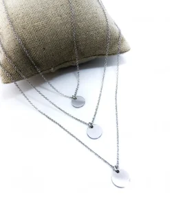 Collana Corta con Tondo Pendente COLORE ARGENTO Bianco LUNGHEZZA COLLANA 40 cm