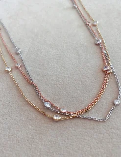 Collana Corta con Zirconi Alternati COLORE ARGENTO Bianco