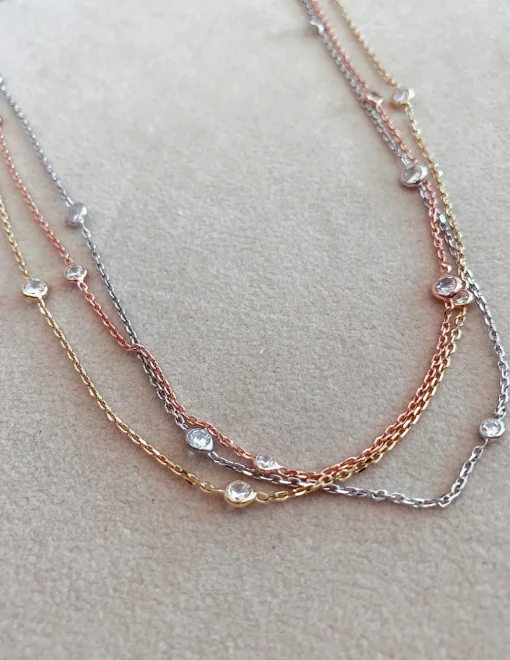 Collana Corta con Zirconi Alternati COLORE ARGENTO Bianco