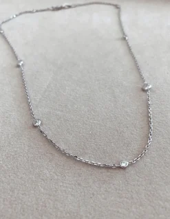 Collana Corta con Zirconi Alternati COLORE ARGENTO Bianco