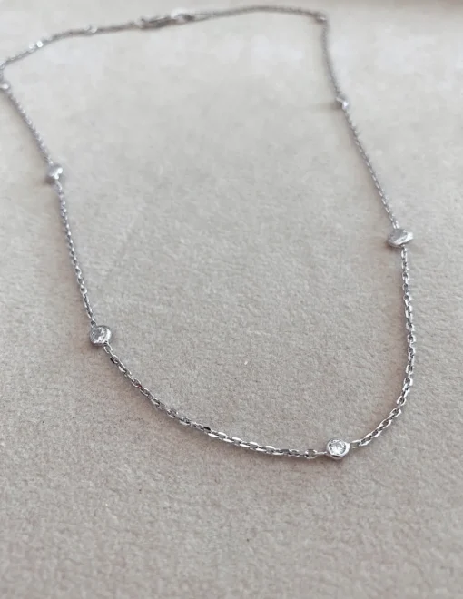 Collana Corta con Zirconi Alternati COLORE ARGENTO Bianco