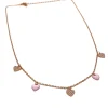 Collana Corta Cuori Pendenti Smalto e Zirconi