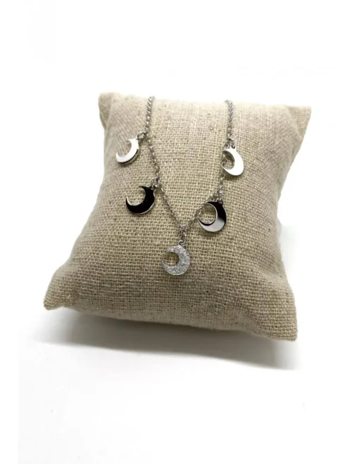 Collana Corta Lune Pendenti COLORE ARGENTO Dorato