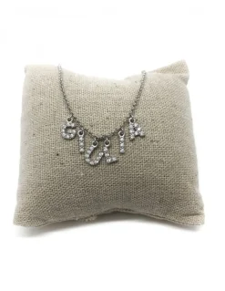 Collana Corta Personalizzabile COLORE ARGENTO Bianco NUMERO DI LETTERE 4 lettere