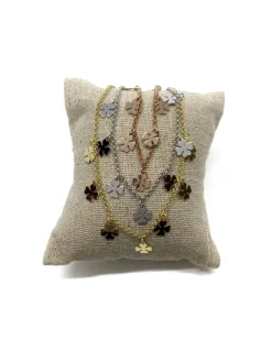 Collana Corta Quadrifogli Pendenti COLORE ARGENTO Rosè