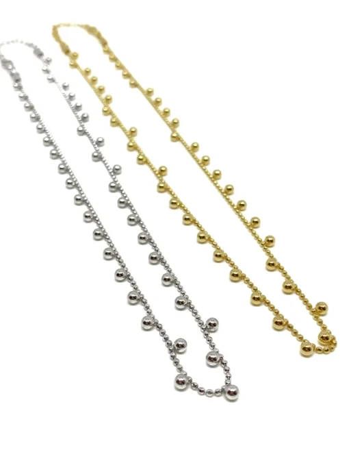 Collana Corta Sfere Pendenti COLORE ARGENTO Bianco
