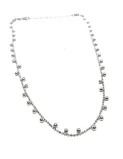 Collana Corta Sfere Pendenti COLORE ARGENTO Bianco