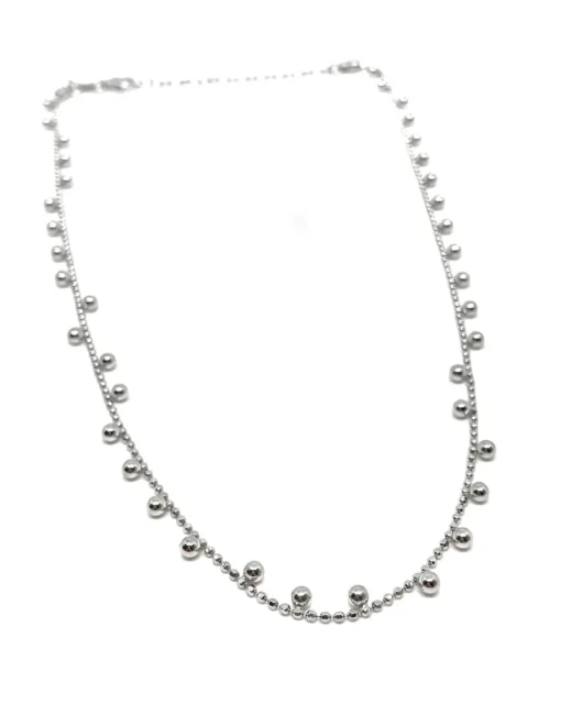 Collana Corta Sfere Pendenti COLORE ARGENTO Bianco