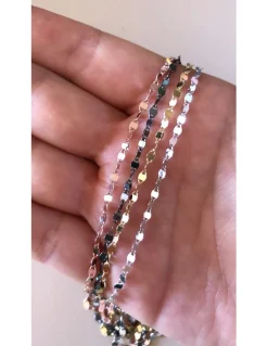 Collana Corta Strangolino con Maglia Sfaccettata COLORE ARGENTO Bianco LUNGHEZZA 37 cm + 2 cm allungatore