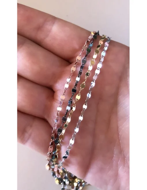 Collana Corta Strangolino con Maglia Sfaccettata COLORE ARGENTO Bianco LUNGHEZZA 37 cm + 2 cm allungatore