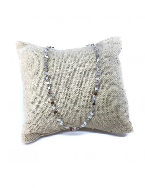 Collana Corta Strangolino con Maglia Sfaccettata COLORE ARGENTO Bianco LUNGHEZZA 37 cm + 2 cm allungatore