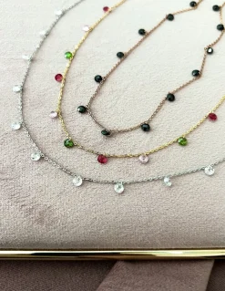 Collana Corta Zirconi Pendenti COLORE ARGENTO Bianco COLORE ZIRCONI zirconi bianchi