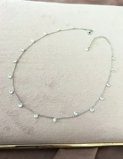 Collana Corta Zirconi Pendenti COLORE ARGENTO Bianco COLORE ZIRCONI zirconi bianchi