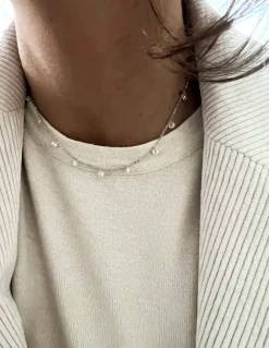 Collana Corta Zirconi Pendenti COLORE ARGENTO Bianco COLORE ZIRCONI zirconi bianchi