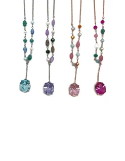 Collana Cravatta e Pietra COLORE PIETRA rosa