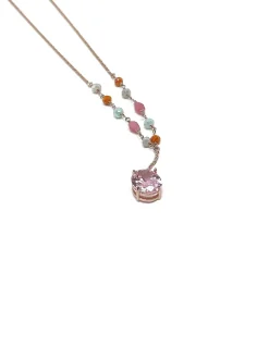 Collana Cravatta e Pietra COLORE PIETRA rosa