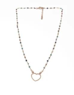 Collana Cristalli e Soggetti a Filo COLORE ARGENTO Rosè SOGGETTO cuore