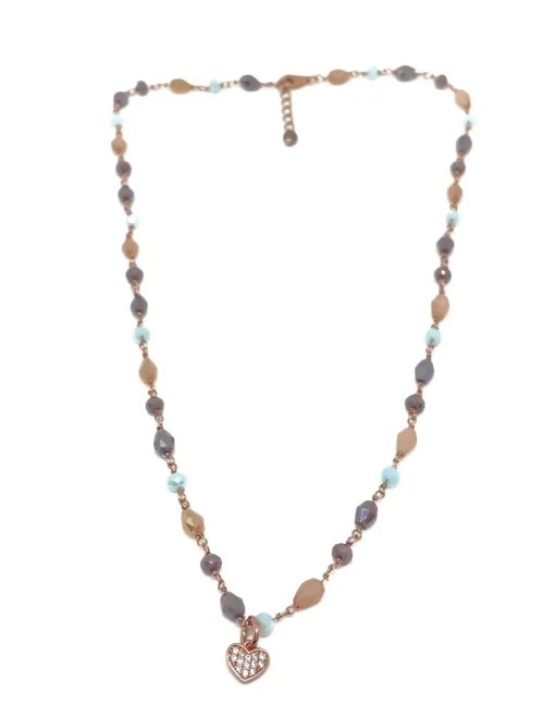 Collana Cristalli Multicolor Summer Pesca COLORE ARGENTO Rosè COLORE ZIRCONI zirconi bianchi SOGGETTO cuore
