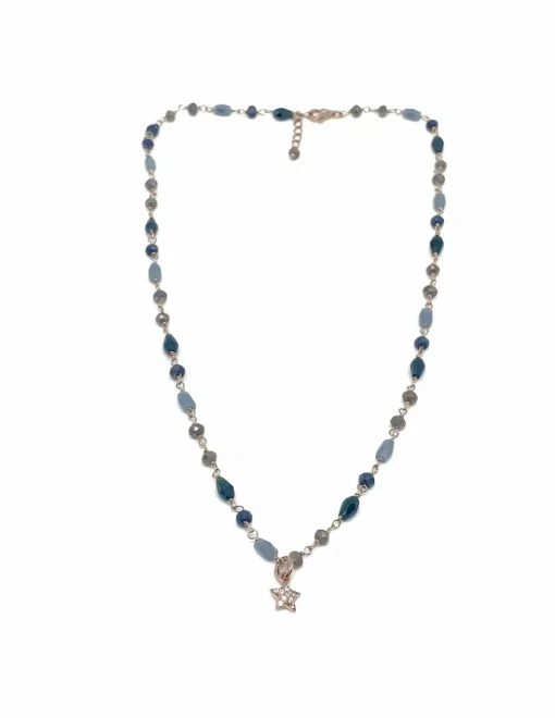 Collana Cristalli Multicolor Summer Blue COLORE ARGENTO Rosè COLORE ZIRCONI zirconi bianchi SOGGETTO stella