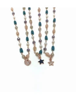 Collana Cristalli Multicolor Summer Champagne COLORE ARGENTO Rosè COLORE ZIRCONI zirconi bianchi SOGGETTO cuore