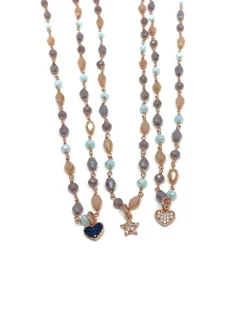 Collana Cristalli Multicolor Summer Pesca COLORE ARGENTO Rosè COLORE ZIRCONI zirconi bianchi SOGGETTO cuore