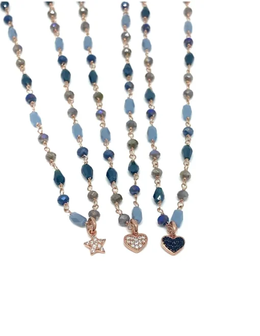 Collana Cristalli Multicolor Summer Blue COLORE ARGENTO Rosè COLORE ZIRCONI zirconi bianchi SOGGETTO stella
