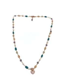 Collana Cristalli Multicolor Summer Champagne COLORE ARGENTO Rosè COLORE ZIRCONI zirconi bianchi SOGGETTO cuore