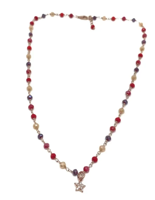 Collana Cristalli Multicolor Summer Corallo COLORE ARGENTO Rosè COLORE ZIRCONI zirconi bianchi SOGGETTO stella