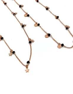 Collana Cristalli Neri e Soggetti Pendenti COLORE ARGENTO Rosè SOGGETTO cuore