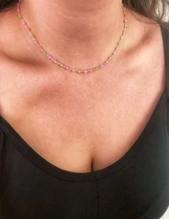 Collana Cristalli Pink and Green Gradation