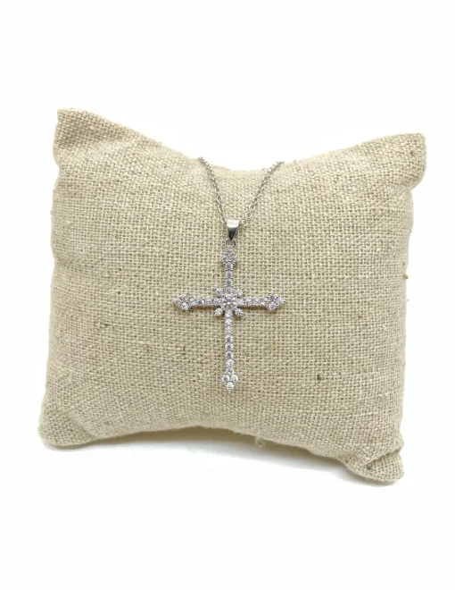 Collana Croce Gotica COLORE ZIRCONI zirconi bianchi