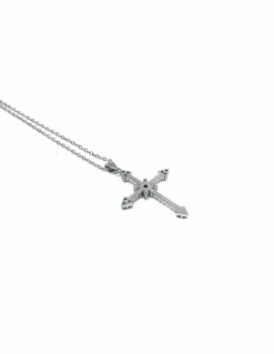 Collana Croce Gotica COLORE ZIRCONI zirconi bianchi