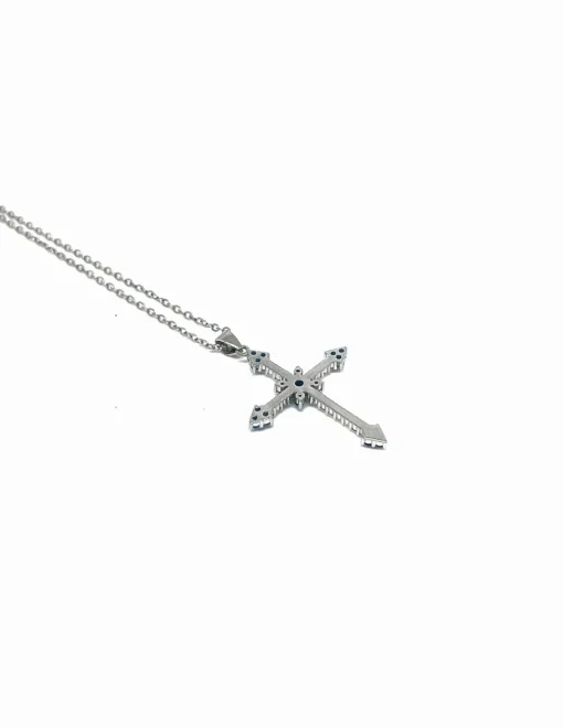Collana Croce Gotica COLORE ZIRCONI zirconi bianchi