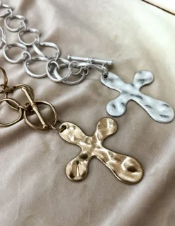 Collana Croce Ida COLORE ALLUMINIO DORATO