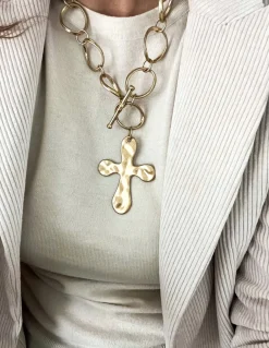 Collana Croce Ida COLORE ALLUMINIO DORATO