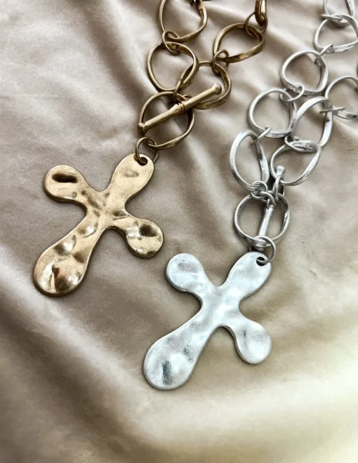 Collana Croce Ida COLORE ALLUMINIO DORATO