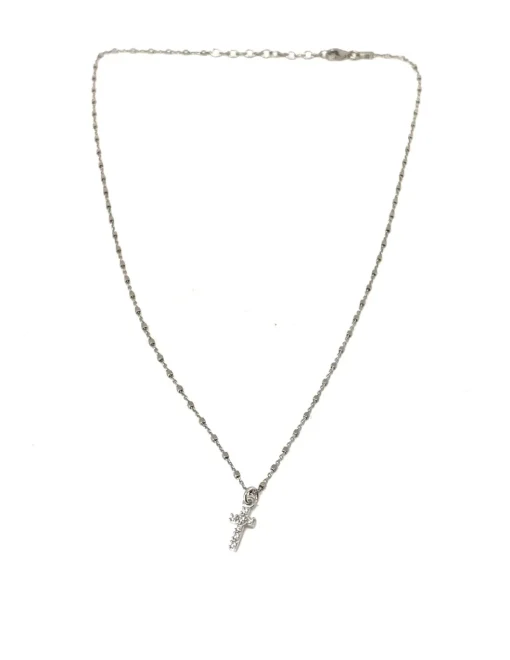 Collana Cubetti e Croce COLORE ARGENTO Bianco GRANDEZZA piccoli