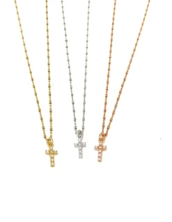 Collana Cubetti e Croce COLORE ARGENTO Bianco GRANDEZZA piccoli