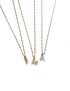 Collana Cubetti e Lettera COLORE ARGENTO Bianco LETTERA lettera A