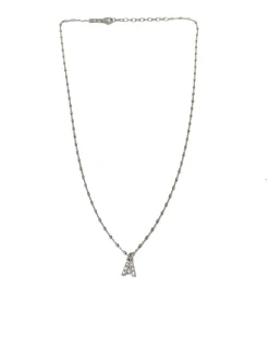 Collana Cubetti e Lettera COLORE ARGENTO Bianco LETTERA lettera A